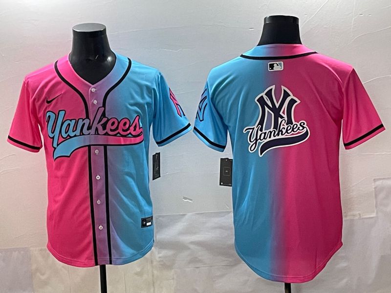 Men 2025 New York Yankees Blank Blue pink Game Nike MLB Jersey style 0018